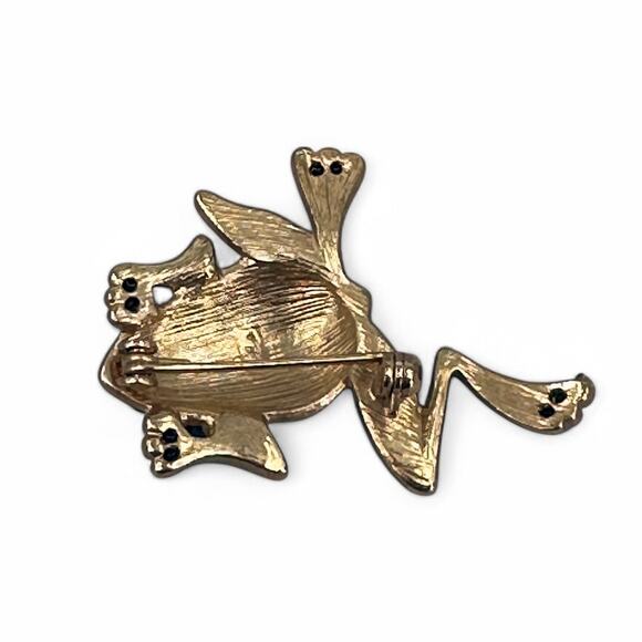 Lauren Conrad Leaping Frog Brooch Rhinestone Enamel Pin Gold Tone - Picture 3 of 5